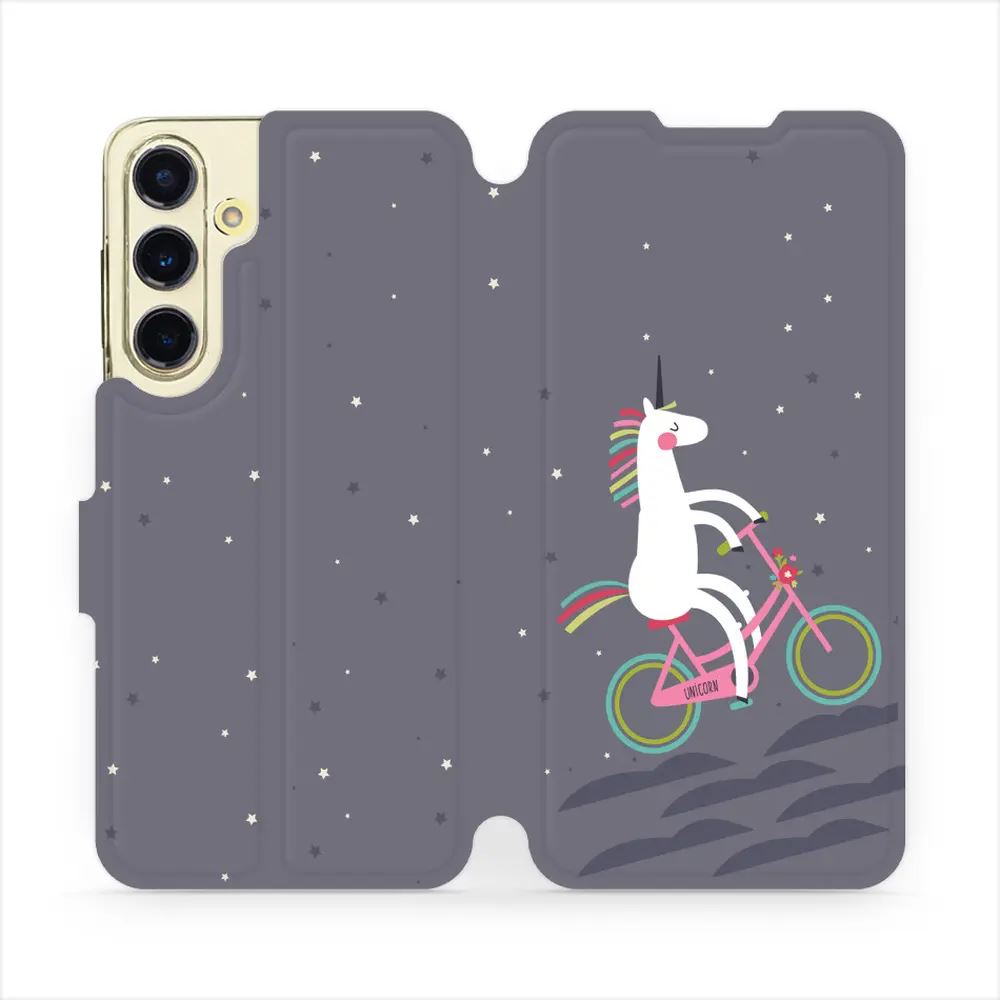 Flipové pouzdro Mobiwear - Samsung Galaxy S24 FE - V024P Jednorožec na kole