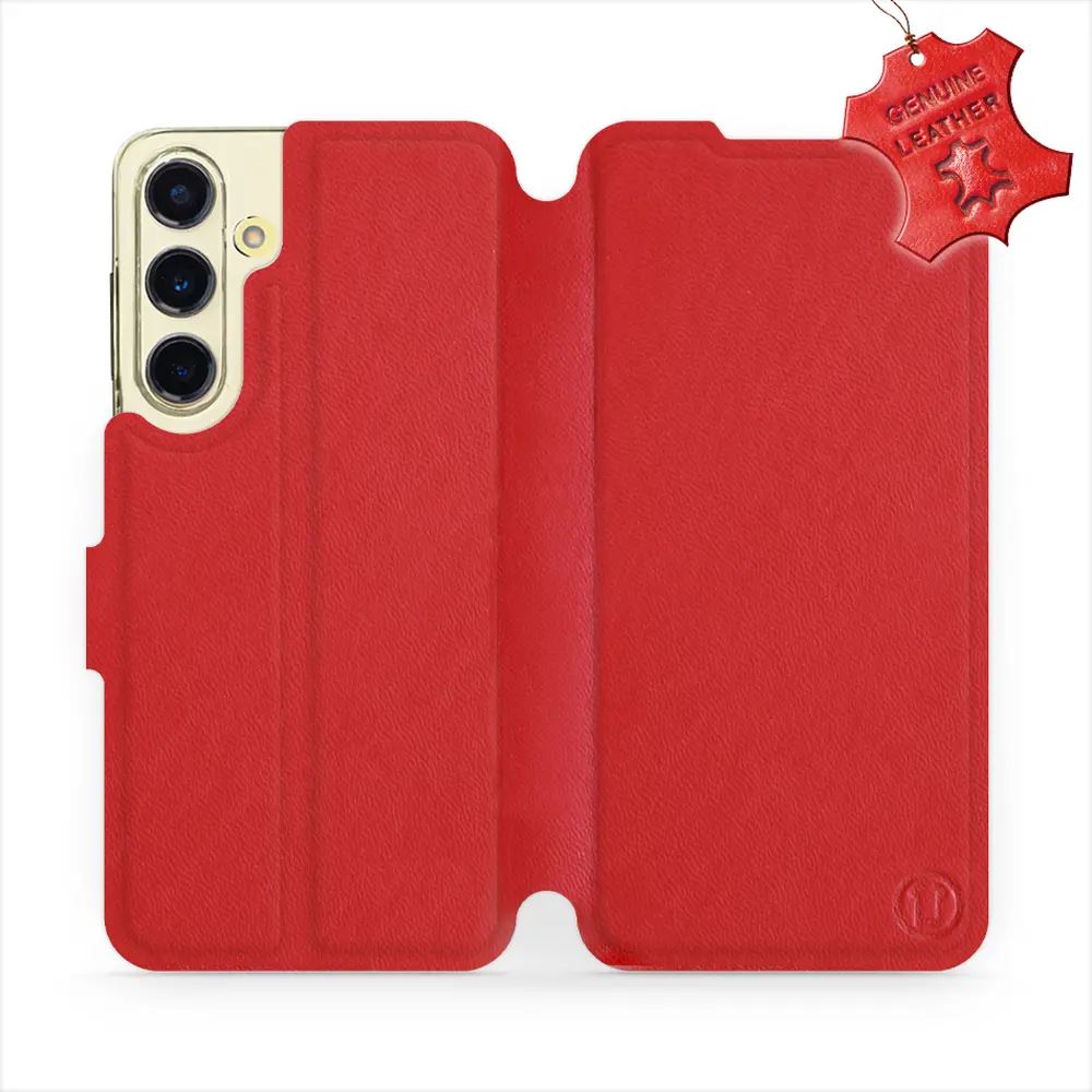 Kožené flip pouzdro Mobiwear - Samsung Galaxy S24 FE - Červené