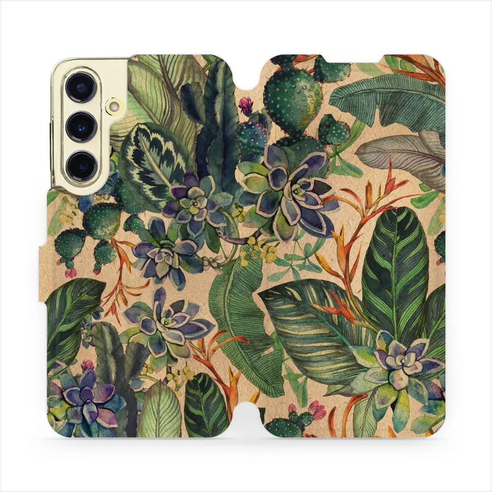 Flipové pouzdro Mobiwear - Samsung Galaxy S24 FE - VP05S Sukulenty