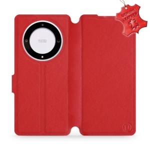 Kožené flip pouzdro Mobiwear - Honor Magic5 Lite 5G - Červené