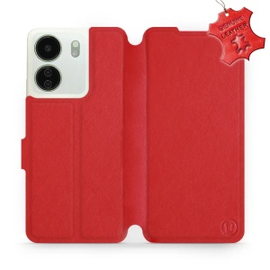Kožené flip pouzdro Mobiwear - Xiaomi Redmi 13C - Červené