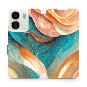 Flipové pouzdro Mobiwear - Xiaomi Redmi 13C - VP36S Azurový a oranžový mramor