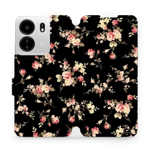Flipové pouzdro Mobiwear - Xiaomi Poco C65 - VD02S Květy na černé