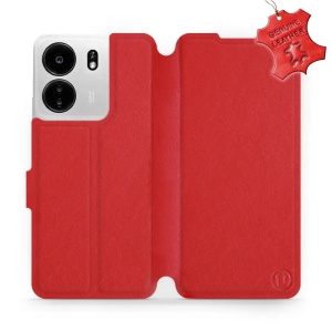Kožené flip pouzdro Mobiwear - Xiaomi Poco C65 - Červené