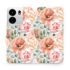 Flipové pouzdro Mobiwear - Xiaomi Poco C65 - MP02S Pastelové květy