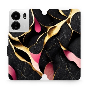 Flipové pouzdro Mobiwear - Xiaomi Poco C65 - VP35S Černý a zlatavý mramor