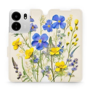 Flipové pouzdro Mobiwear - Xiaomi Poco C65 - VP41S Modré a žluté kvítky