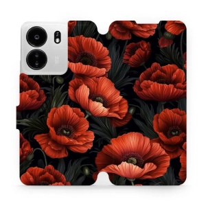 Flipové pouzdro Mobiwear - Xiaomi Poco C65 - VP45S Temné červené květy