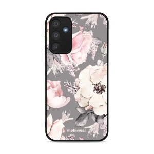 Lesklý kryt Mobiwear Glossy - Samsung Galaxy A15 / A15 5G - G034G - Květy na šedém pozadí