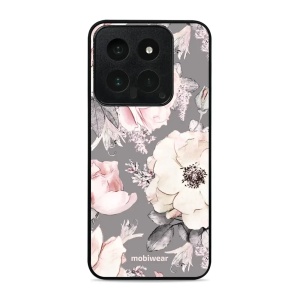 Lesklý kryt Mobiwear Glossy - Xiaomi 14 - G034G - Květy na šedém pozadí