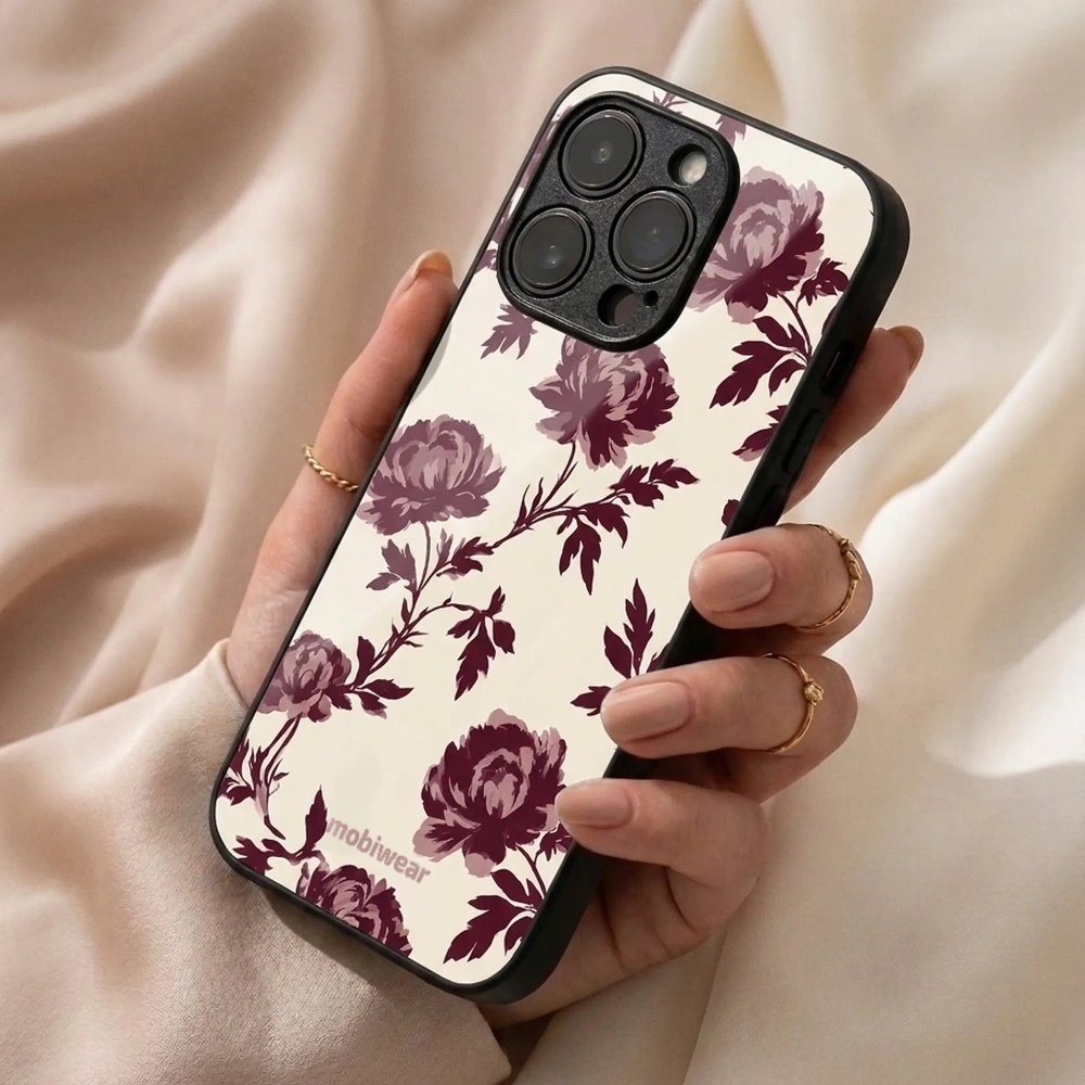 Lesklý kryt na mobil Vivo V70 Lite - Mobiwear Glossy GB30G, vínové pivoňky na smetanové