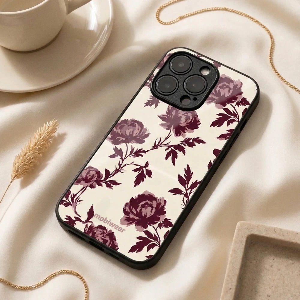 Lesklý kryt na mobil Vivo V70 Lite - Mobiwear Glossy GB30G, vínové pivoňky na smetanové