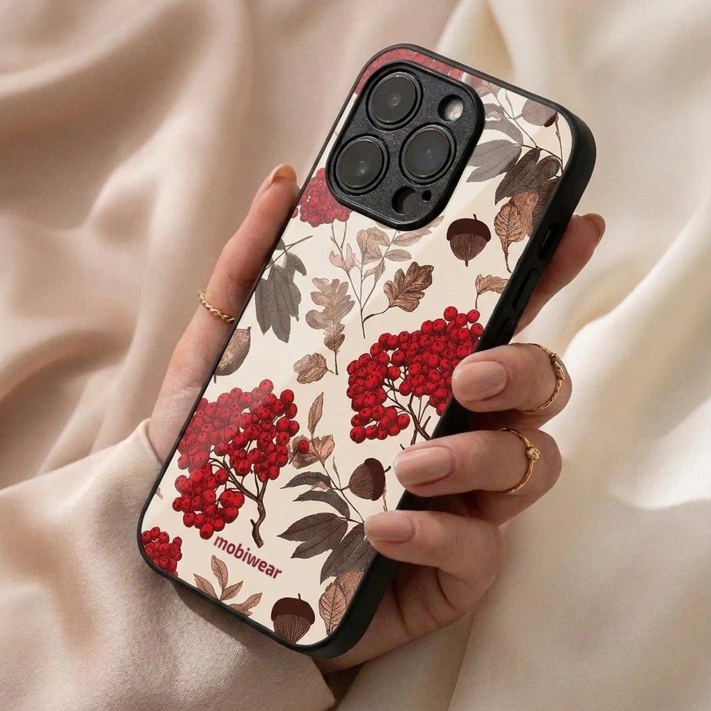 Lesklý kryt na mobil Vivo V70 Lite - Mobiwear Glossy GB33G, jeřabiny na smetanové