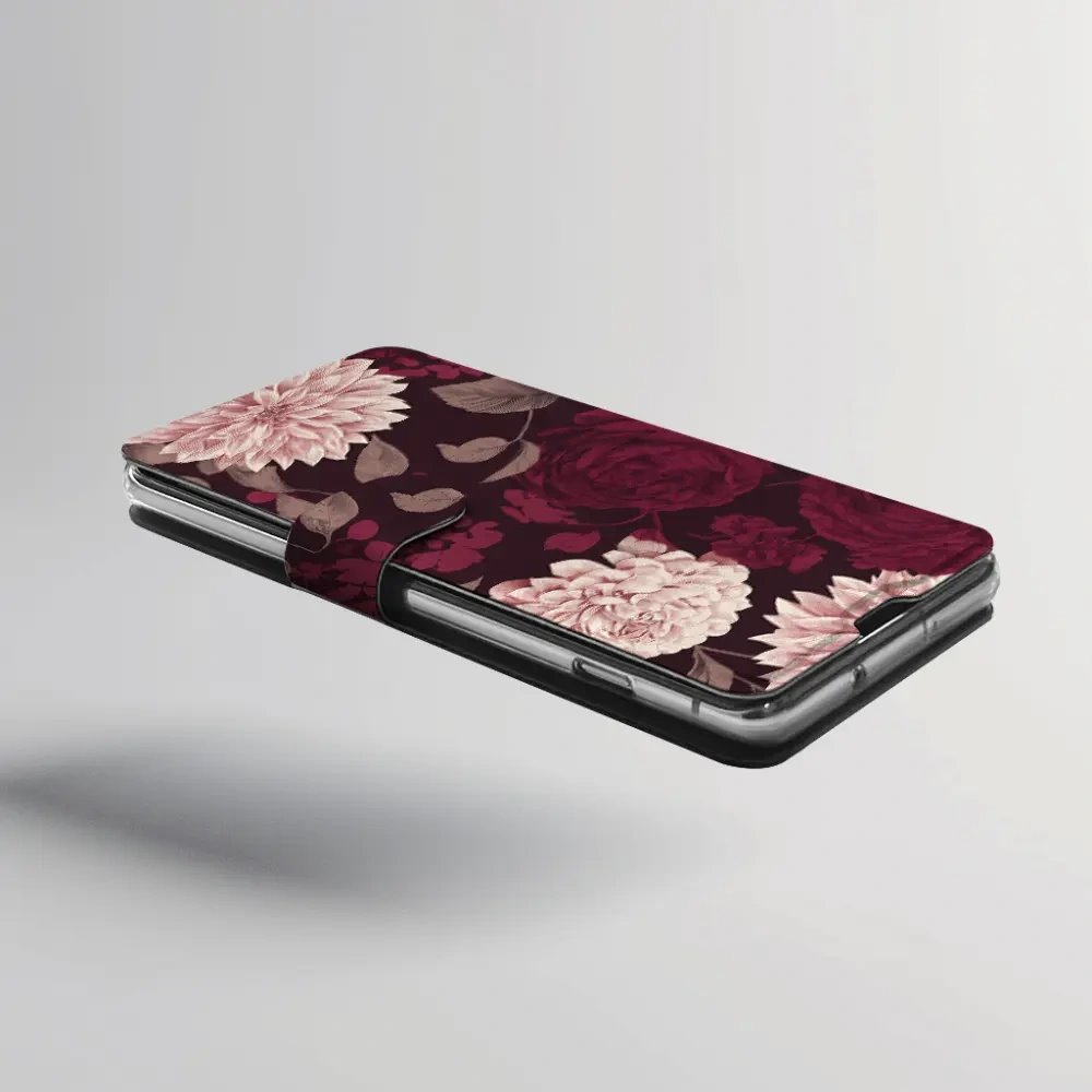 Flip pouzdro na mobil Vivo V70 Lite - Mobiwear VB26S, víno a jiřiny