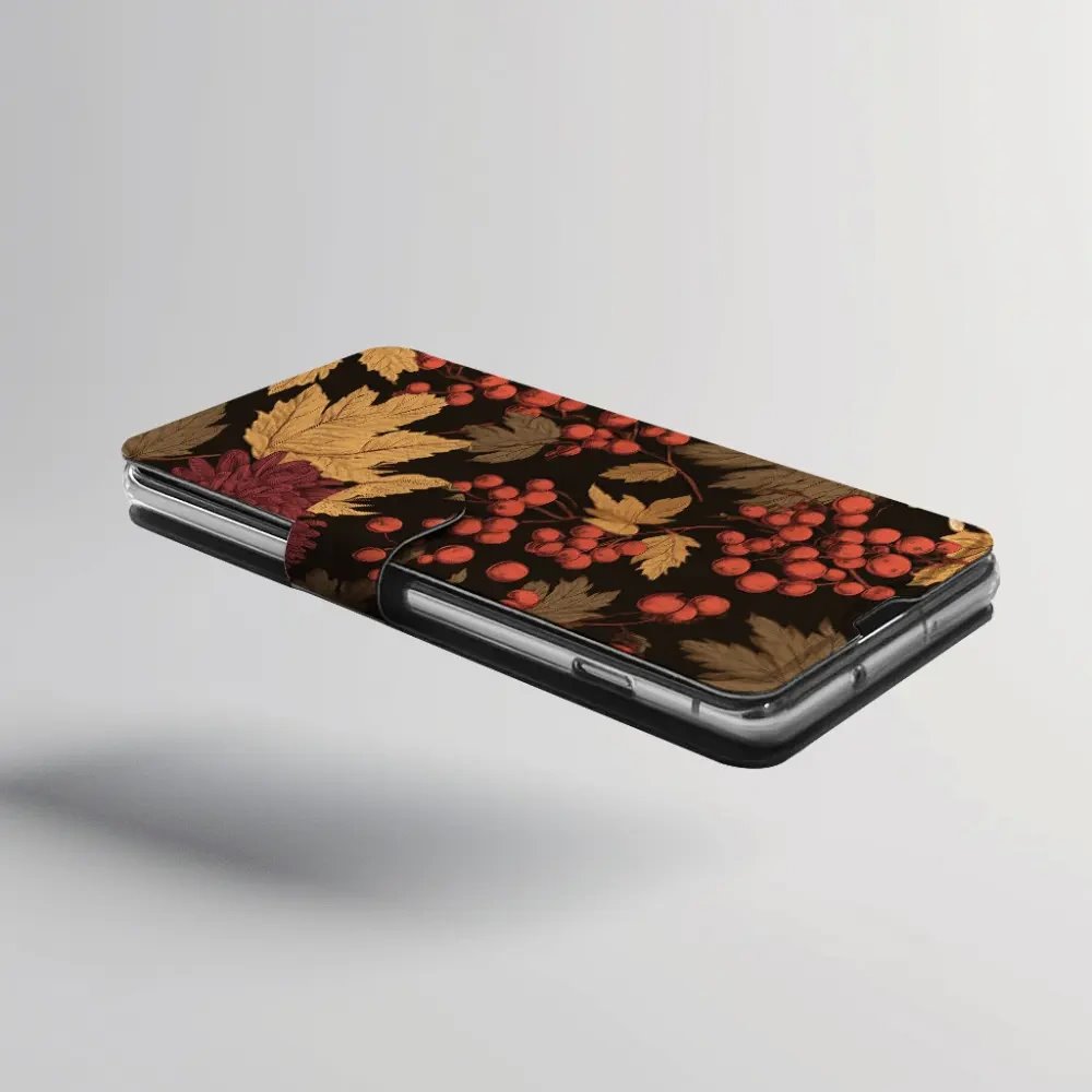 Flip pouzdro na mobil Vivo V70 Lite - Mobiwear VB32S, chryzantémy a jeřabiny