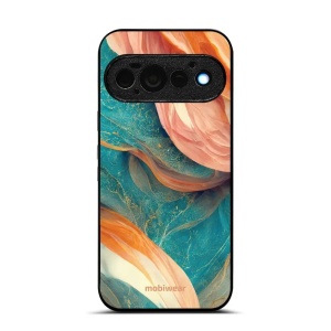 Lesklý kryt na mobil Google Pixel 11 Pro - Mobiwear Glossy G025G, azurový a oranžový mramor