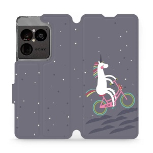 Flip pouzdro na mobil Sony Xperia 1 VIII - Mobiwear V024P, jednorožec na kole