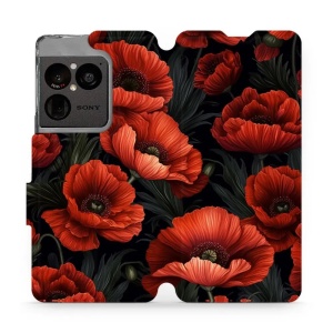 Flip pouzdro na mobil Sony Xperia 1 VIII - Mobiwear VP45S, temné červené květy