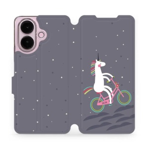 Flip pouzdro na mobil Vivo V70 Lite - Mobiwear V024P, jednorožec na kole