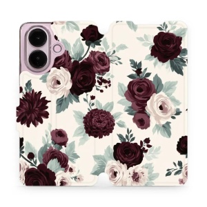 Flip pouzdro na mobil Vivo V70 Lite - Mobiwear VB31S, růže se šalvějí na krémové