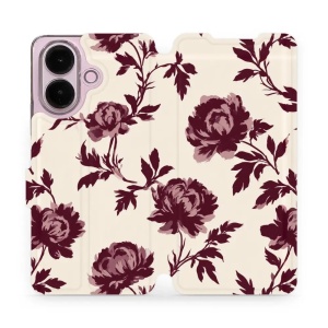 Flip pouzdro na mobil Vivo V70 Lite - Mobiwear VB30S, vínové pivoňky na smetanové