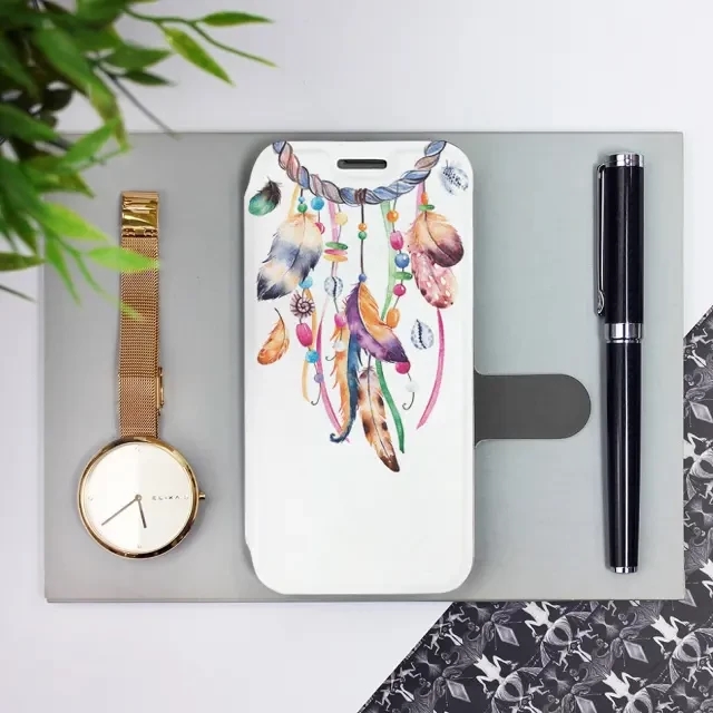 Flipové pouzdro Mobiwear - Xiaomi Redmi Note 13 4G - M003S Lapač a barevná pírka
