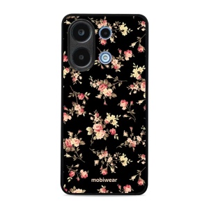 Lesklý kryt Mobiwear Glossy - Xiaomi Redmi Note 13 4G - G039G - Květy na černé