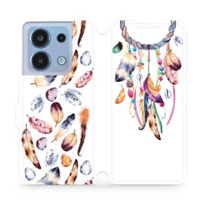 Flipové pouzdro Mobiwear - Xiaomi Redmi Note 13 4G - M003S Lapač a barevná pírka