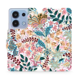 Flipové pouzdro Mobiwear - Xiaomi Redmi Note 13 4G - MX04S Spletité kvítky a listy