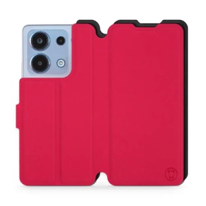 Flipové pouzdro Mobiwear Semiš - Xiaomi Redmi Note 13 4G - Rudé & Černé