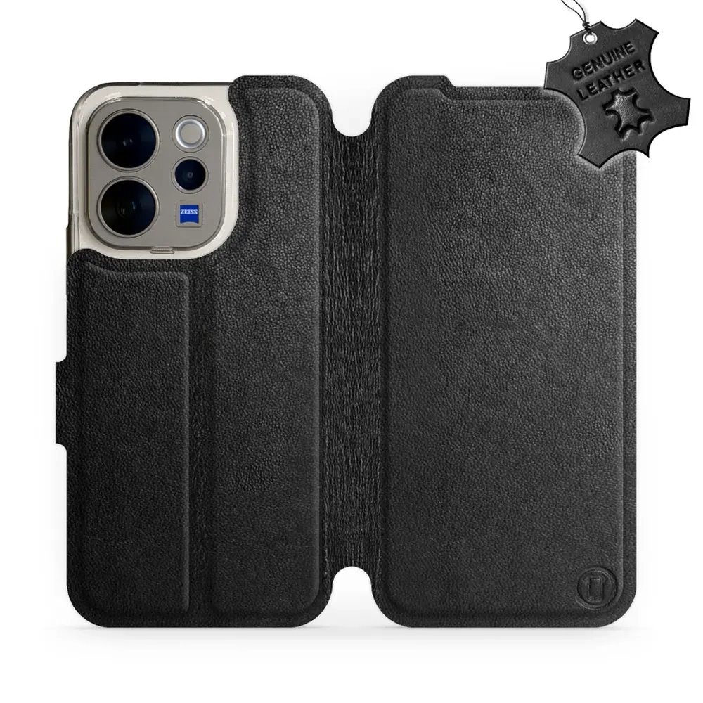 Kožené flip pouzdro Mobiwear Vivo V70 5G, černé z pravé kůže
