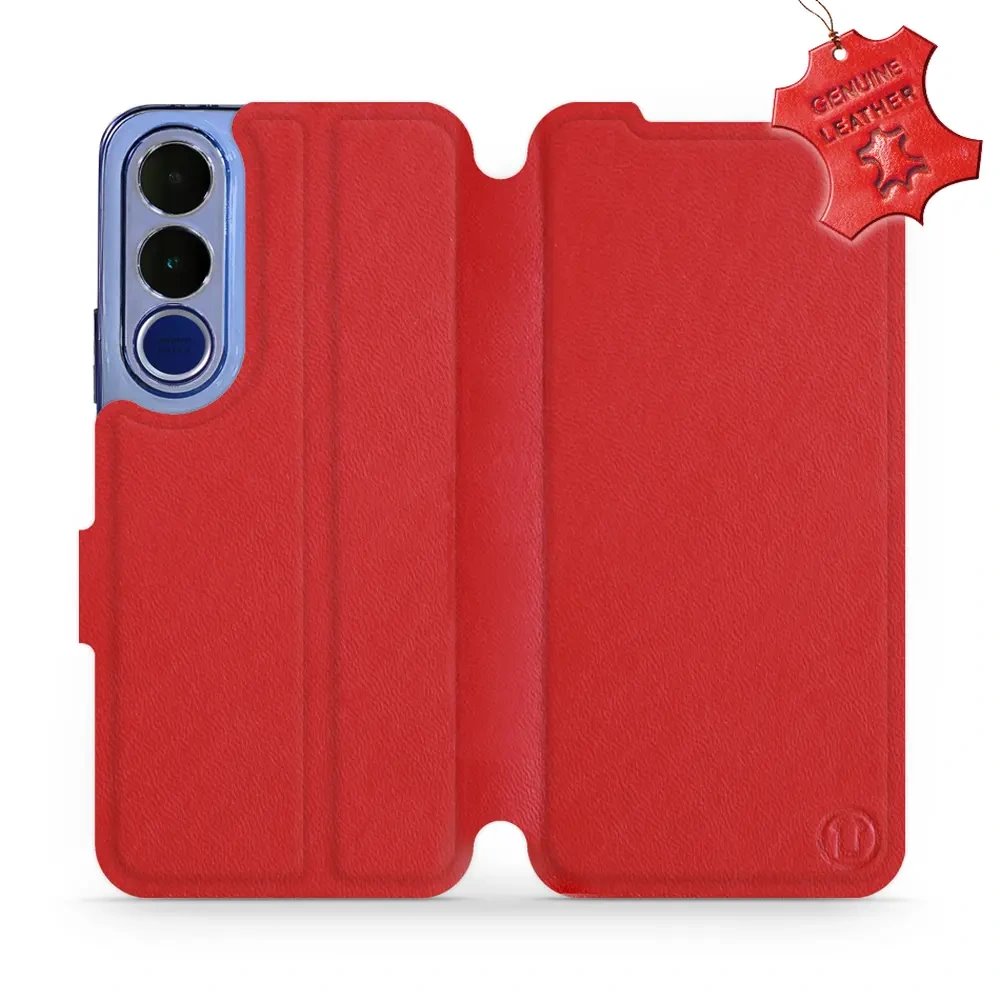 Kožené flip pouzdro Mobiwear Vivo V70 FE, červené z pravé kůže