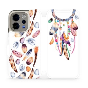 Flip pouzdro na mobil Vivo V70 5G - Mobiwear M003S, lapač a barevná pírka
