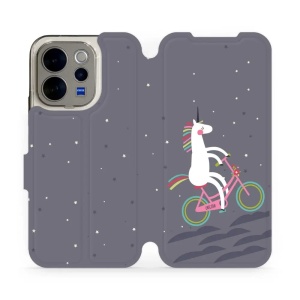 Flip pouzdro na mobil Vivo V70 5G - Mobiwear V024P, jednorožec na kole