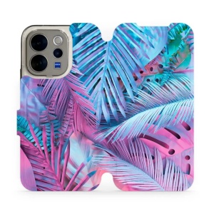Flip pouzdro na mobil Vivo V70 5G - Mobiwear MG10S, fialové a modré listy