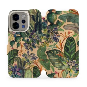 Flip pouzdro na mobil Vivo V70 5G - Mobiwear VP05S, sukulenty