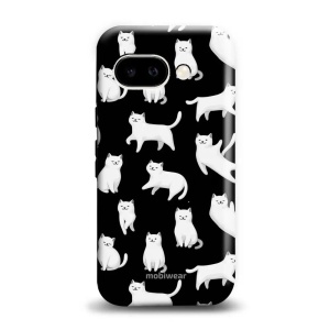 Odolný kryt na mobil Google Pixel 10a - Mobiwear Elite Pro E163E, bílé kočičky