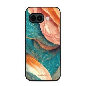 Lesklý kryt na mobil Google Pixel 10a - Mobiwear Glossy G025G, azurový a oranžový mramor