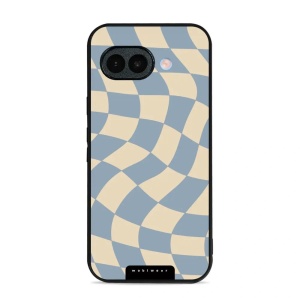 Lesklý kryt na mobil Google Pixel 10a - Mobiwear Glossy GA59G, modrá a béžová šachovnice