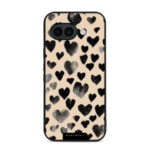 Lesklý kryt na mobil Google Pixel 10a - Mobiwear Glossy GA51G, černá srdíčka