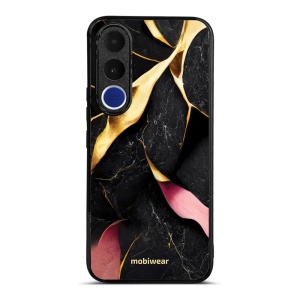Lesklý kryt na mobil Vivo V70 FE - Mobiwear Glossy G021G, černý a zlatavý mramor