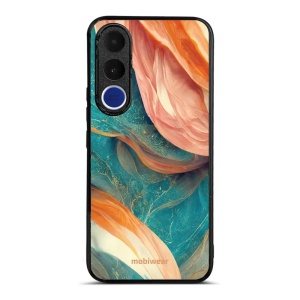Lesklý kryt na mobil Vivo V70 FE - Mobiwear Glossy G025G, azurový a oranžový mramor