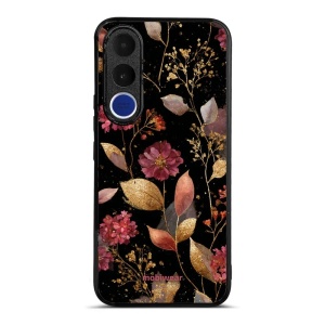 Lesklý kryt na mobil Vivo V70 FE - Mobiwear Glossy G171G, zlatavé lístky a květy