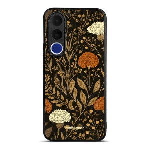 Lesklý kryt na mobil Vivo V70 FE - Mobiwear Glossy G174G, béžová a oranžová kvítka