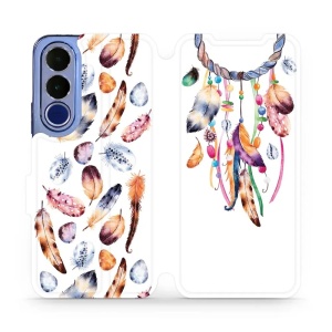Flip pouzdro na mobil Vivo V70 FE - Mobiwear M003S, lapač a barevná pírka
