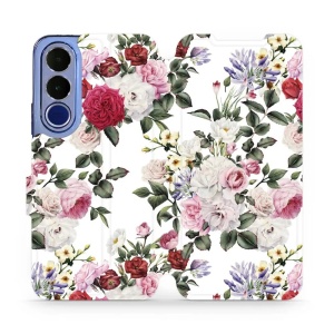 Flip pouzdro na mobil Vivo V70 FE - Mobiwear MD01S, růže na bílé