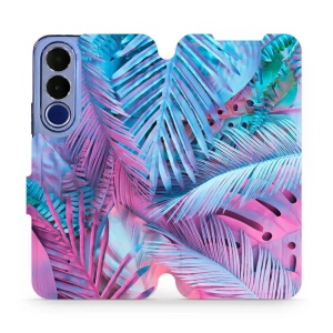 Flip pouzdro na mobil Vivo V70 FE - Mobiwear MG10S, fialové a modré listy