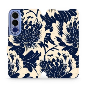 Flip pouzdro na mobil Vivo V70 FE - Mobiwear VA40S, modré a béžové květy