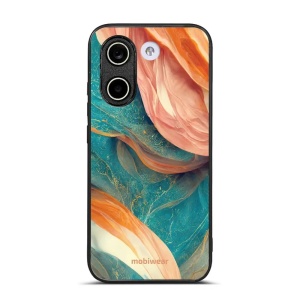 Lesklý kryt na mobil Xiaomi POCO X8 Pro - Mobiwear Glossy G025G, azurový a oranžový mramor