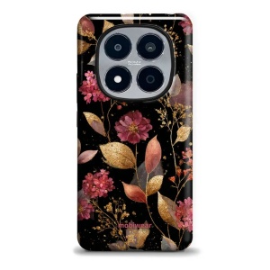 Odolný kryt na mobil Xiaomi Redmi Note 15 Pro 5G - Mobiwear Elite Pro E171E, zlatavé lístky a květy